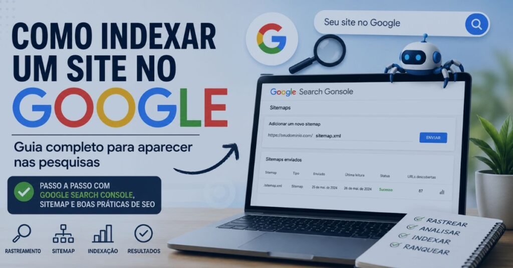 Como indexar um site no Google usando o Google Search Console e sitemap para melhorar a indexação.”